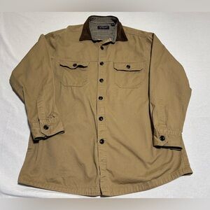 Men’s Roundtree & Yorke  Shacket Barn Jacket Tan Canvas Corduroy Collar Large